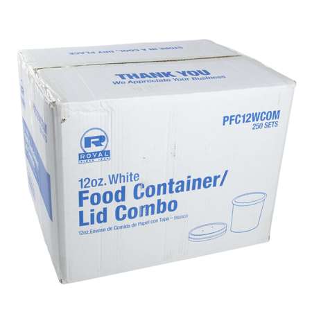 AMERCAREROYAL Royal 12 oz. White Paper Food Container And Lid Combo, PK250 PFC12WCOM